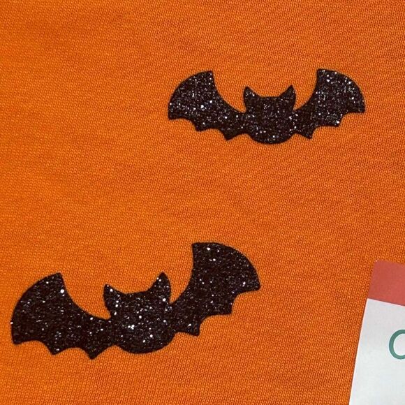 New Girls 12-18 Months Halloween Dress Glitter Bats Orange & Black Dot & Zazz - Picture 3 of 8